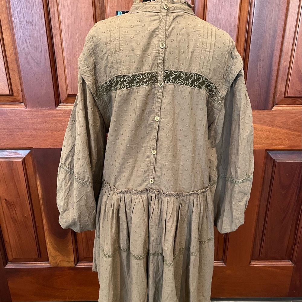 Anthropologie Pilcro Long-Sleeve Mock-Neck Swing Mini Dress size M Boho Prairie - Picture 8 of 16